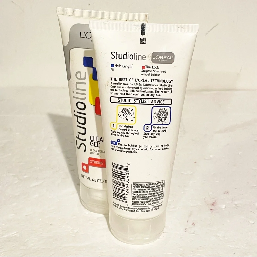 L'Oreal Studio Clean‎ Gel Strong Hold 6.8oz DISCONTINUED NEW Haircare Lot of 2
